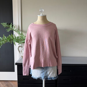 Athleta Baby Pink Soft Crew Neck Long Sleeve Top Size S Balletcore